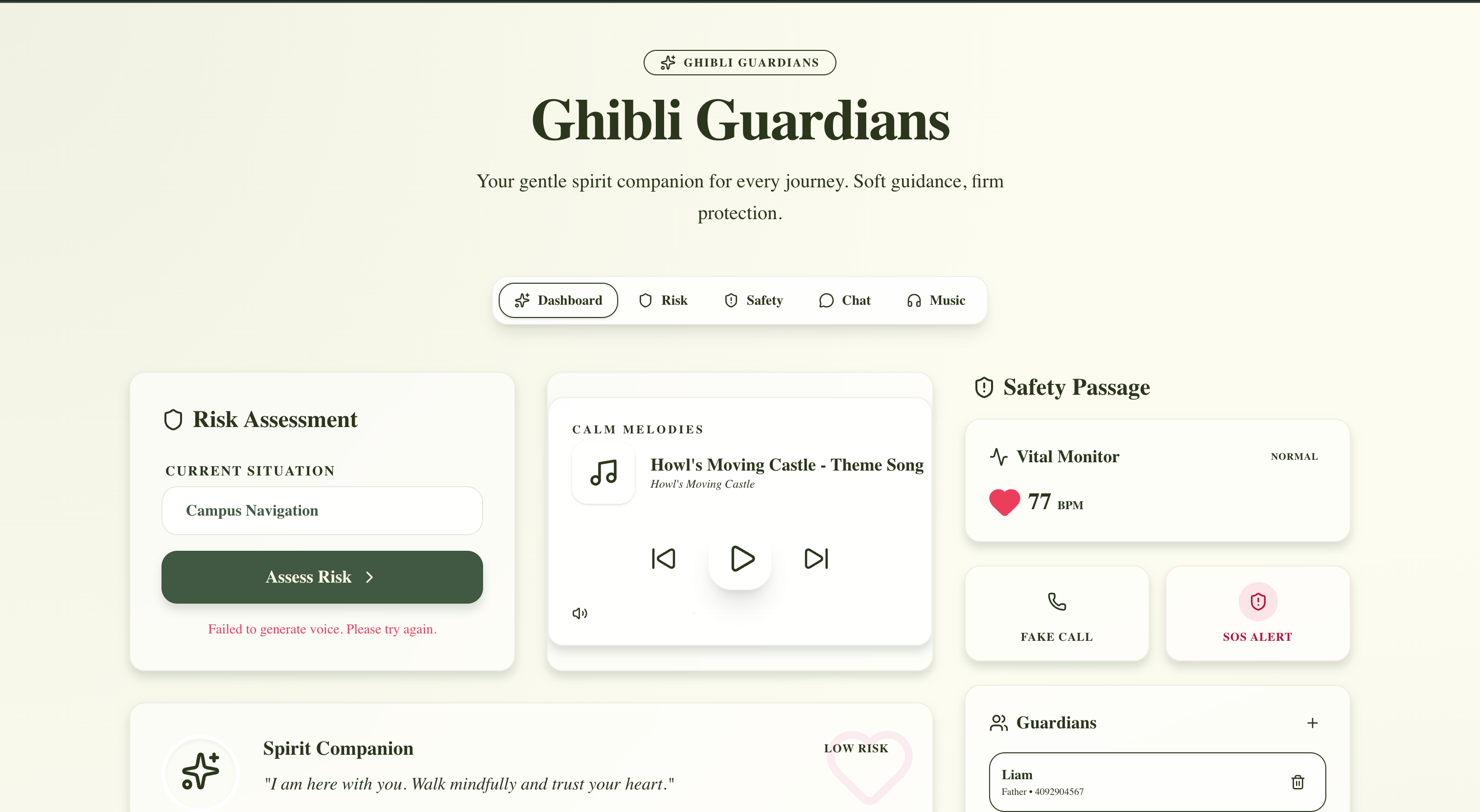 Ghibli Guardians dashboard
